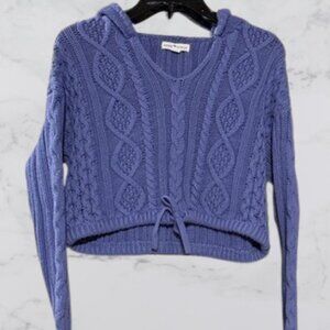 Aeropostale Hooded Cable-Knit Cropped Sweater Size Small